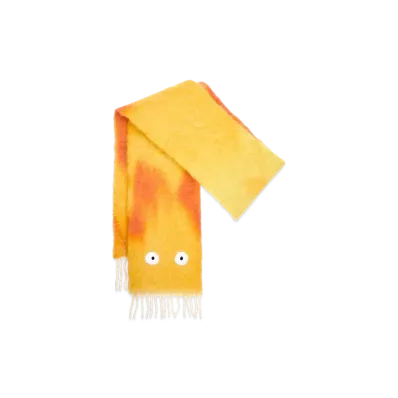 LOEWE x Howl's Moving Castle Calcifer Scarf In Mohair and Wool Blend "Orange/Red"
