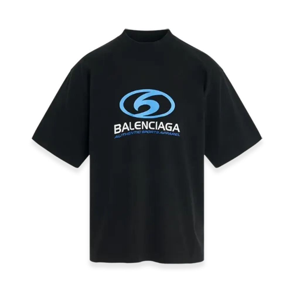 BALENCIAGA Surfer Cracked Logo T-Shirt "Black Blue"