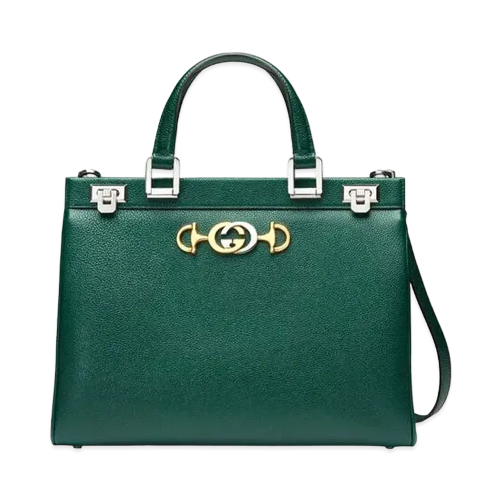 GUCCI Zumi Medium Top Handle Bag "Dark Green Grain"
