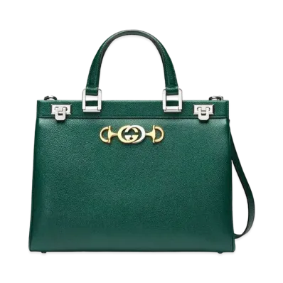 GUCCI Zumi Medium Top Handle Bag "Dark Green Grain"