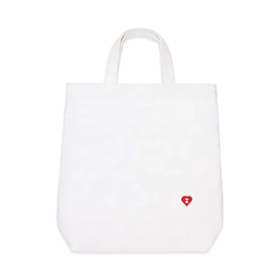 A BATHING APE APEE Quilted Heart Monogram Tote Bag "Ivory"