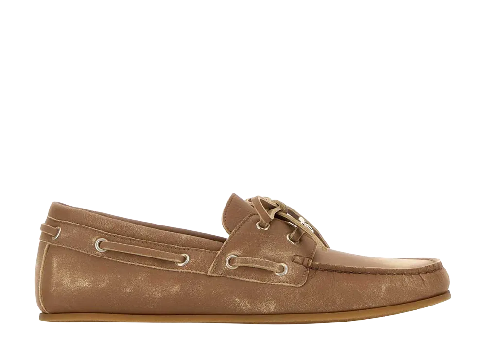 GUCCI Women's Camel Leather Loafers "Brown"