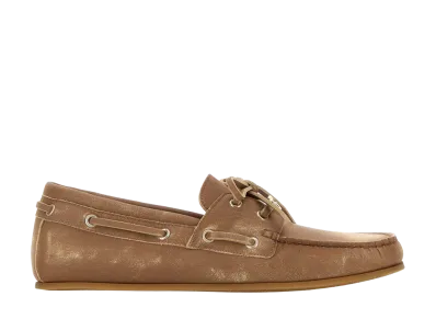 GUCCI Women's Camel Leather Loafers "Brown"
