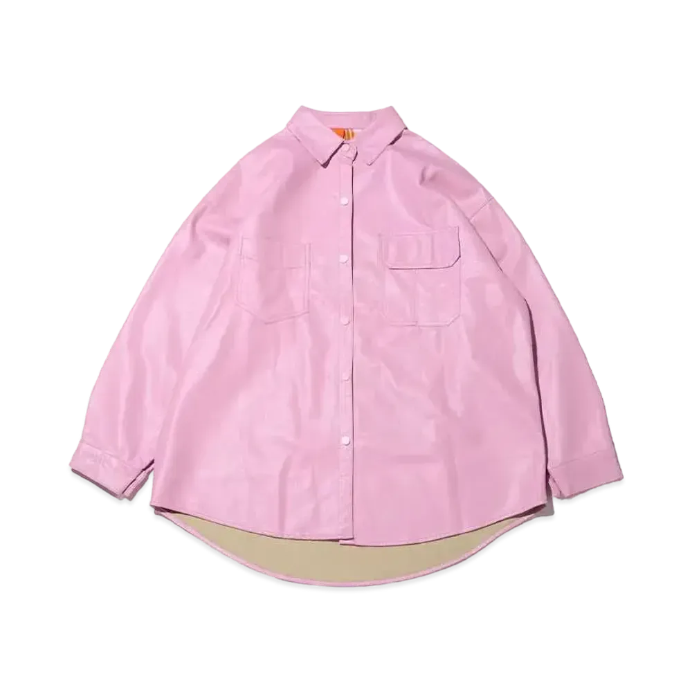 atmos pink Faux Leather Haori Shirt "Pink"