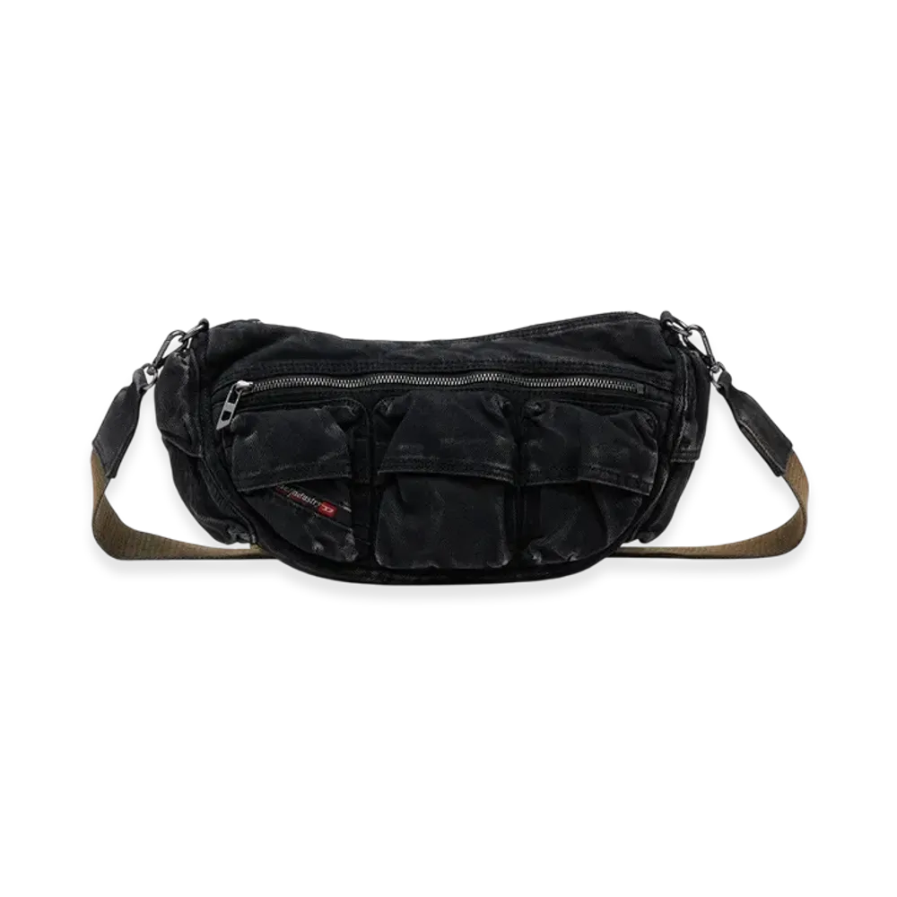 Diesel Multi-Pkts Shoulder Bag x Multi-Pkts-Multipocket Bag In Washed Denim "Black"