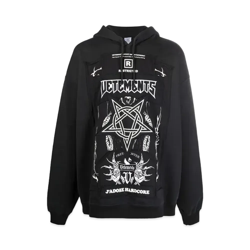 VETEMENTS J'Adore Hardcore Patchwork Parker "Black"