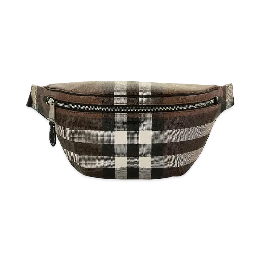 Burberry Check E Canvas Bum Bag "Dark Birch Brown"