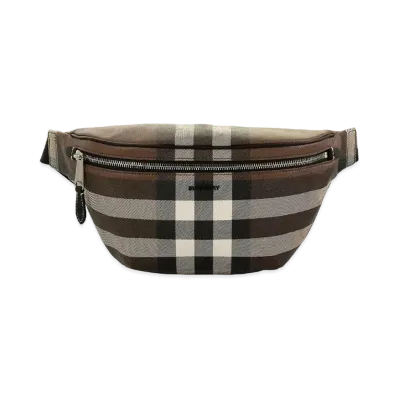Burberry Check E Canvas Bum Bag "Dark Birch Brown"