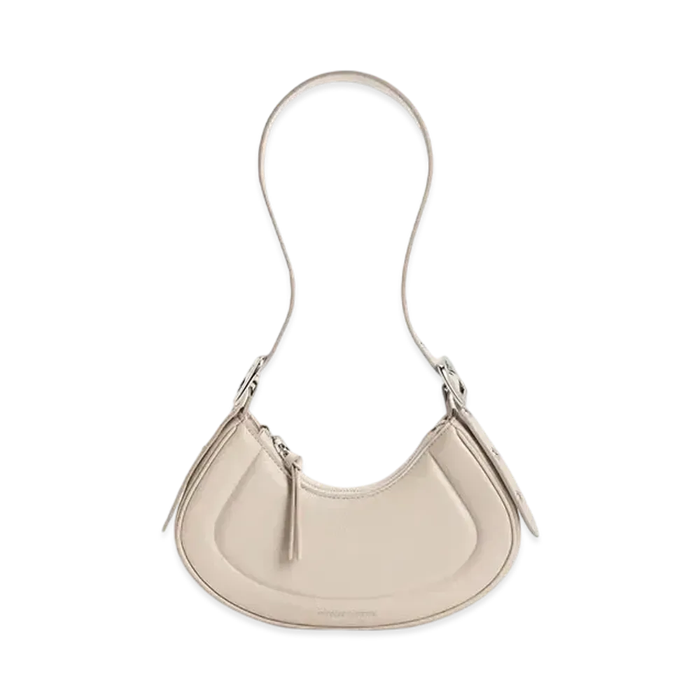 CHARLES & KEITH Petra Curved Shoulder Bag "Oat"