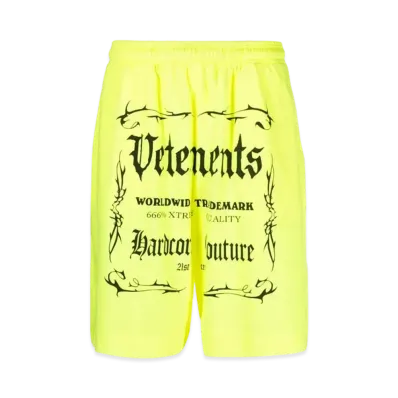 VETEMENTS Hardcore Couture Logo Short Pants "Neon Green"