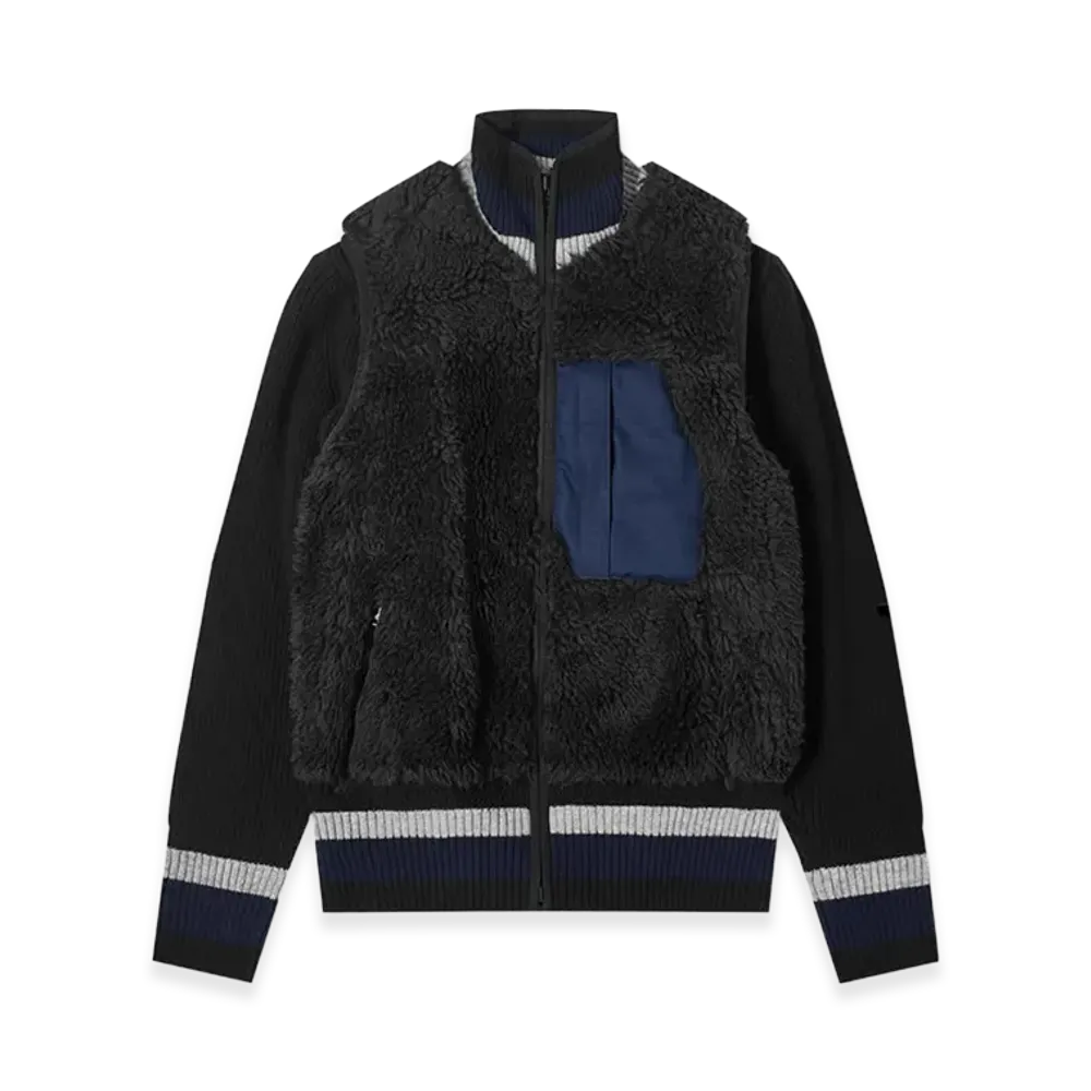 sacai Faux Shearling Knit Blouson "Black"