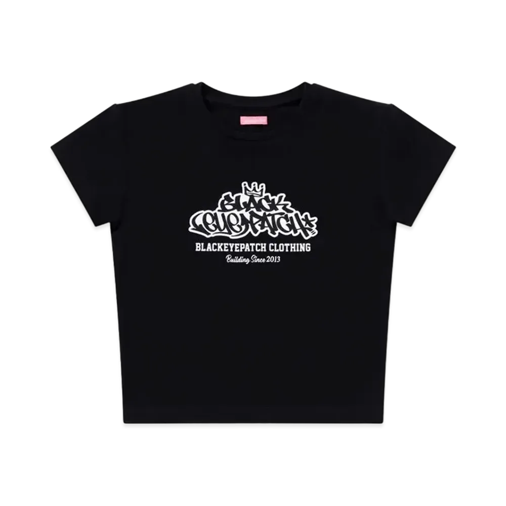 BlackEyePatch Style Script Baby Tee "Black"