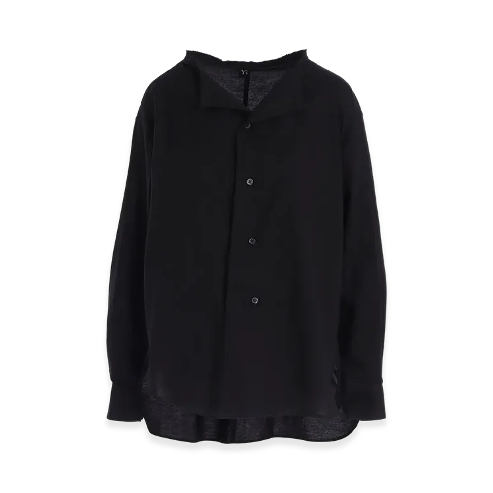 Y's Born Product Thin Cotton Twill Fringe Collar Blouse "Black"