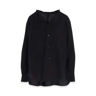 Y's Born Product Thin Cotton Twill Fringe Collar Blouse "Black"