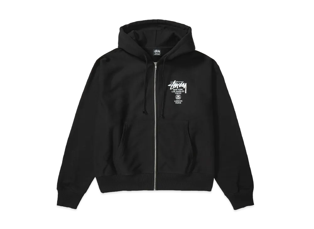 Stussy World Tour Zip Hoodie (2025/2026) "Black"