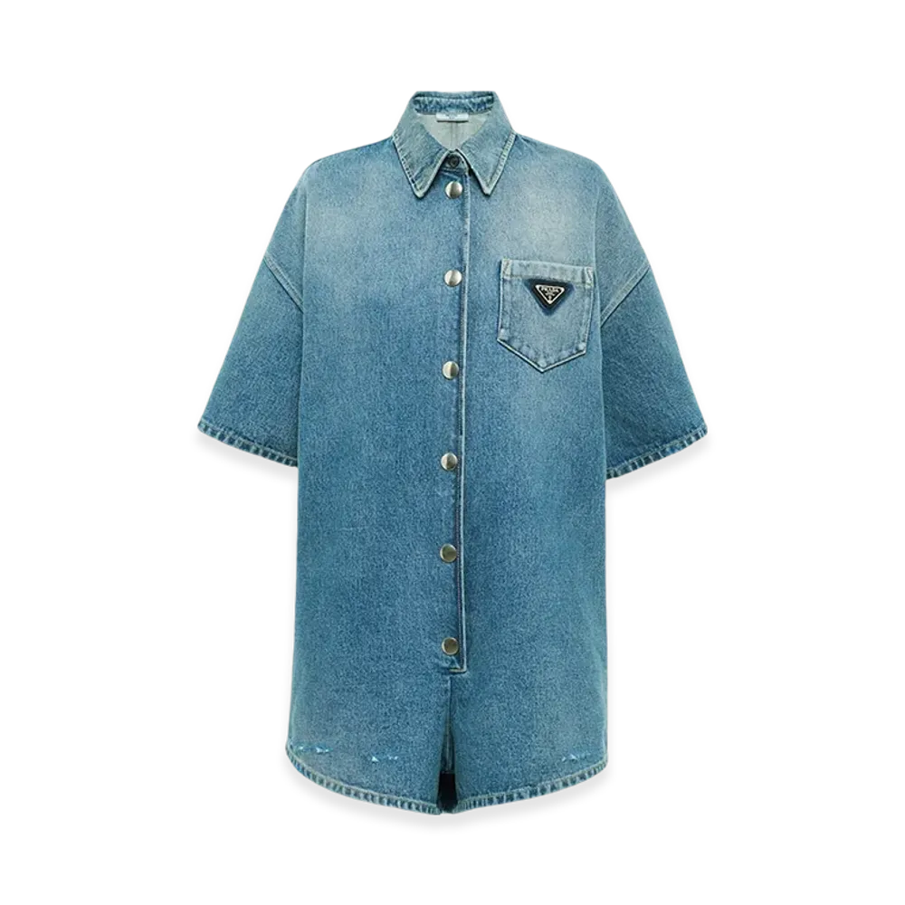 PRADA Women's Organic Denim Playsuit "Navy"