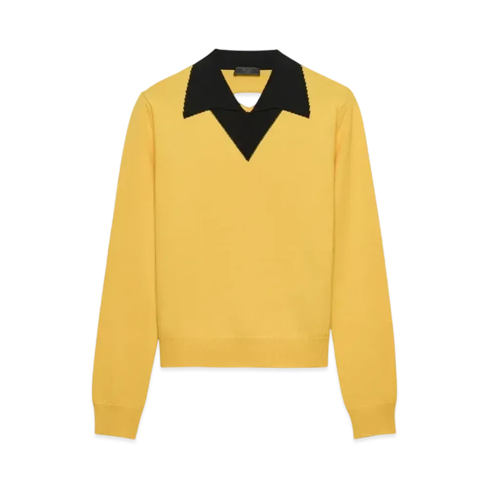 PRADA Men's Wool Polo Shirt "Yellow/Black"