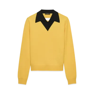 PRADA Men's Wool Polo Shirt "Yellow/Black"