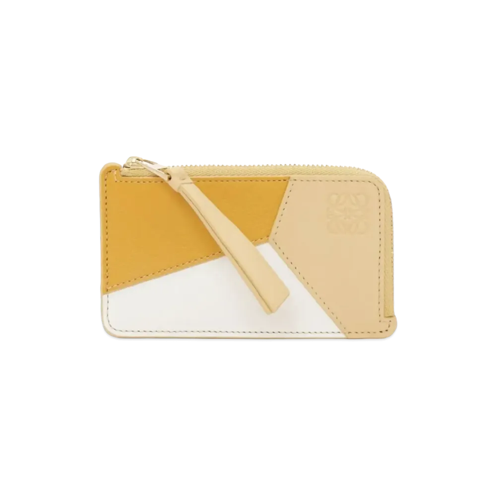 LOEWE Puzzle Coin Card Holder Classic Calf "Sunflower /Soft White /Dark But"