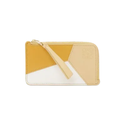 LOEWE Puzzle Coin Card Holder Classic Calf "Sunflower /Soft White /Dark But"