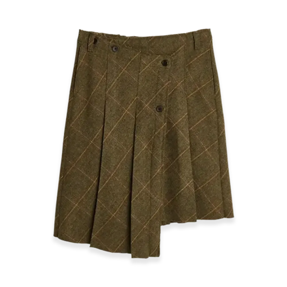 OUR LEGACY Women's Pleated Wrap Skirt Country Wool "Moor Check"