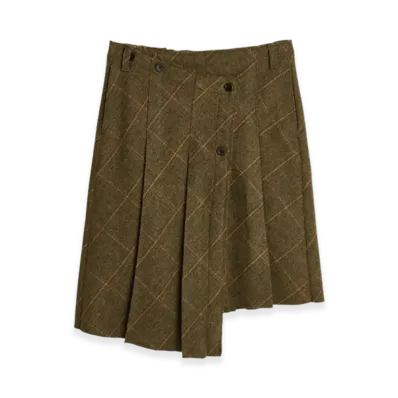 OUR LEGACY Women's Pleated Wrap Skirt Country Wool "Moor Check"