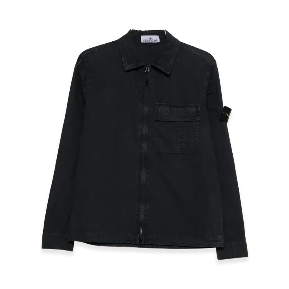 Stone Island Shirt With Zip And Pocket "Blue"