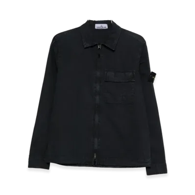 Stone Island Shirt With Zip And Pocket "Blue"
