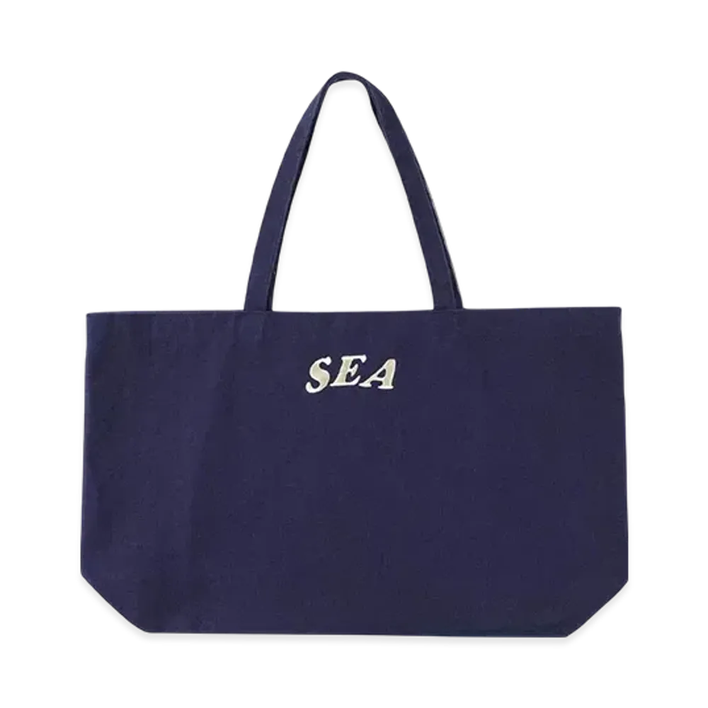 SAINT MXXXXXX x WIND AND SEA Circle EMB Tote Bag "Navy"