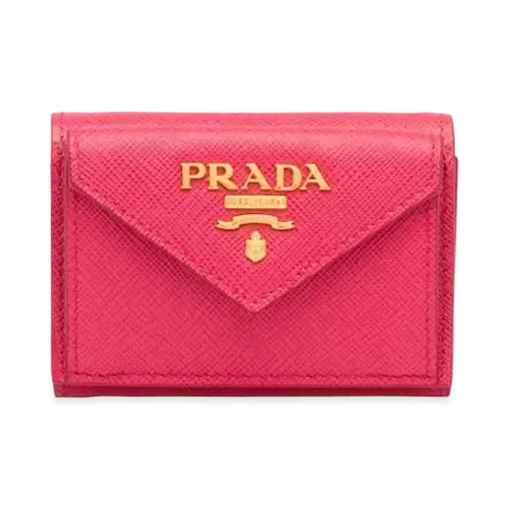 PRADA Small Saffiano Leather Wallet "Peony Pink"