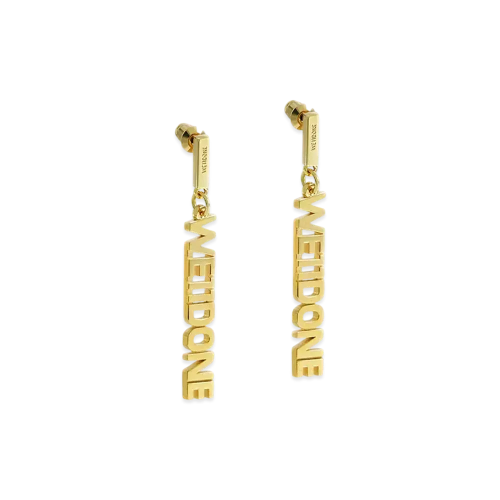 WE11DONE Lettering Earrings "Gold"