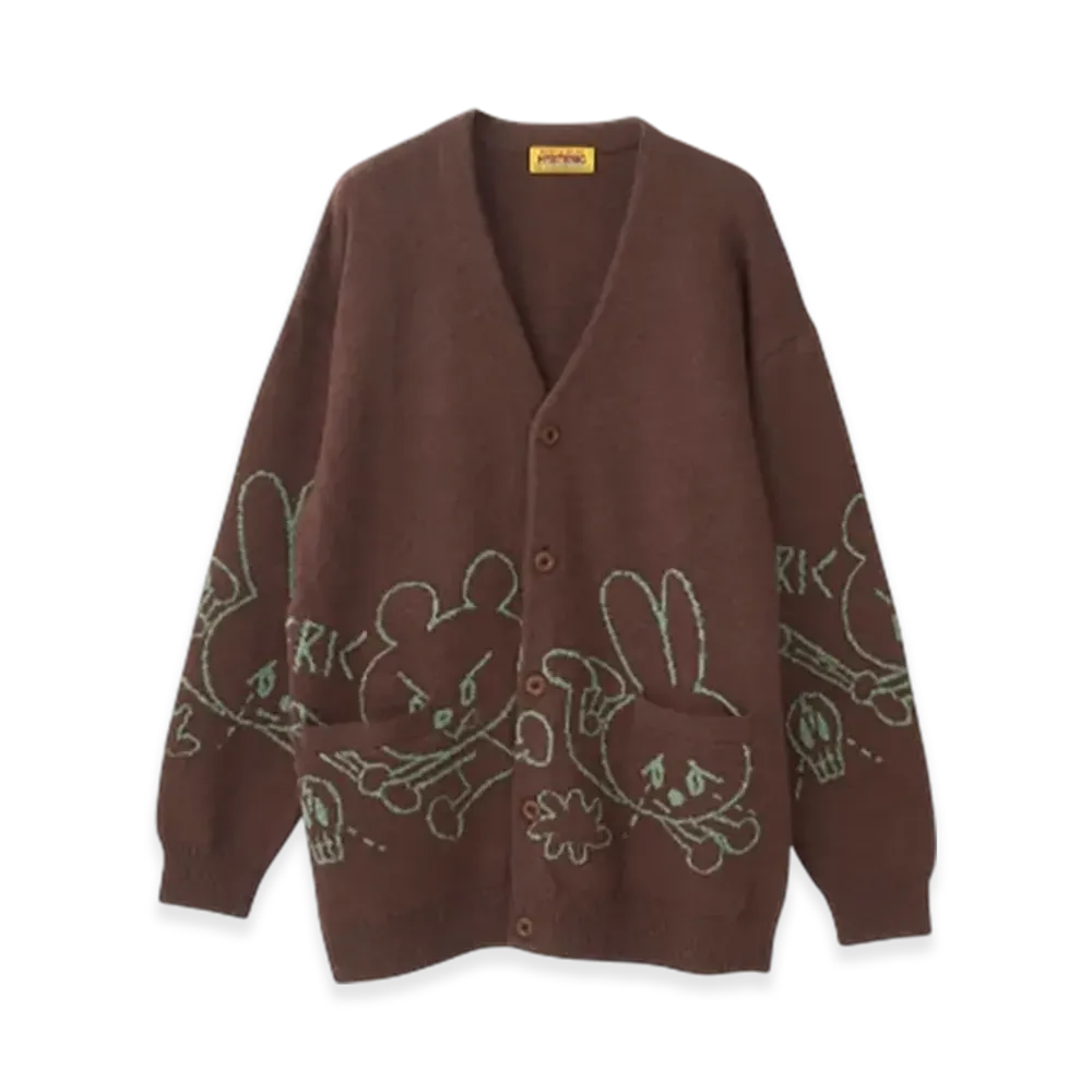HYSTERIC GLAMOUR Ben And Lucy Jacquard Cardigan "Brown"