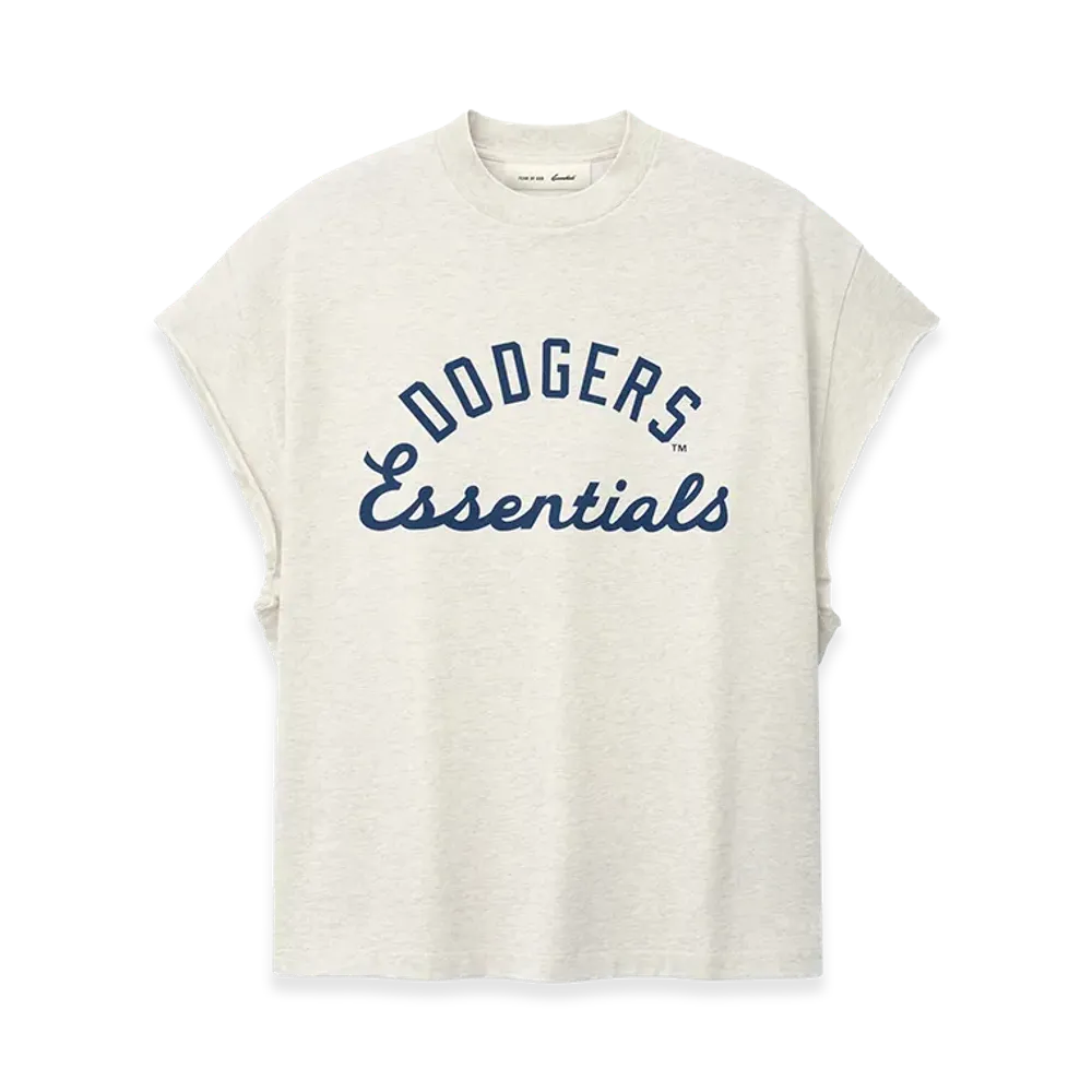FEAR OF GOD ESSENTIALS Dodgers 90s Cut Off "Oatmeal Heather"