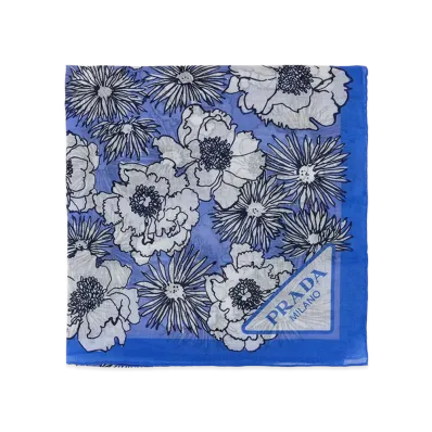 PRADA Women's Printed Cotton Foulard "Light Blue"