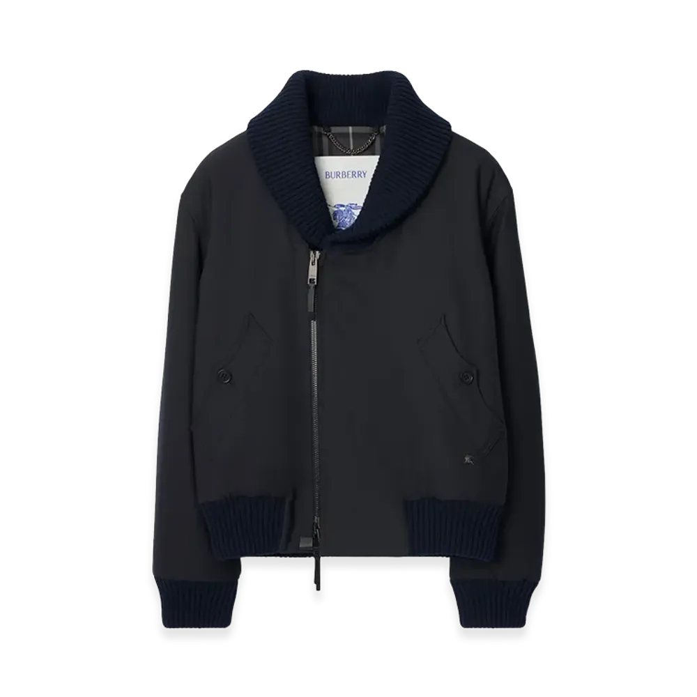 Burberry Wool Blend Bomber Jacket "Navy"