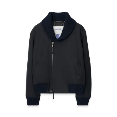 Burberry Wool Blend Bomber Jacket "Navy"