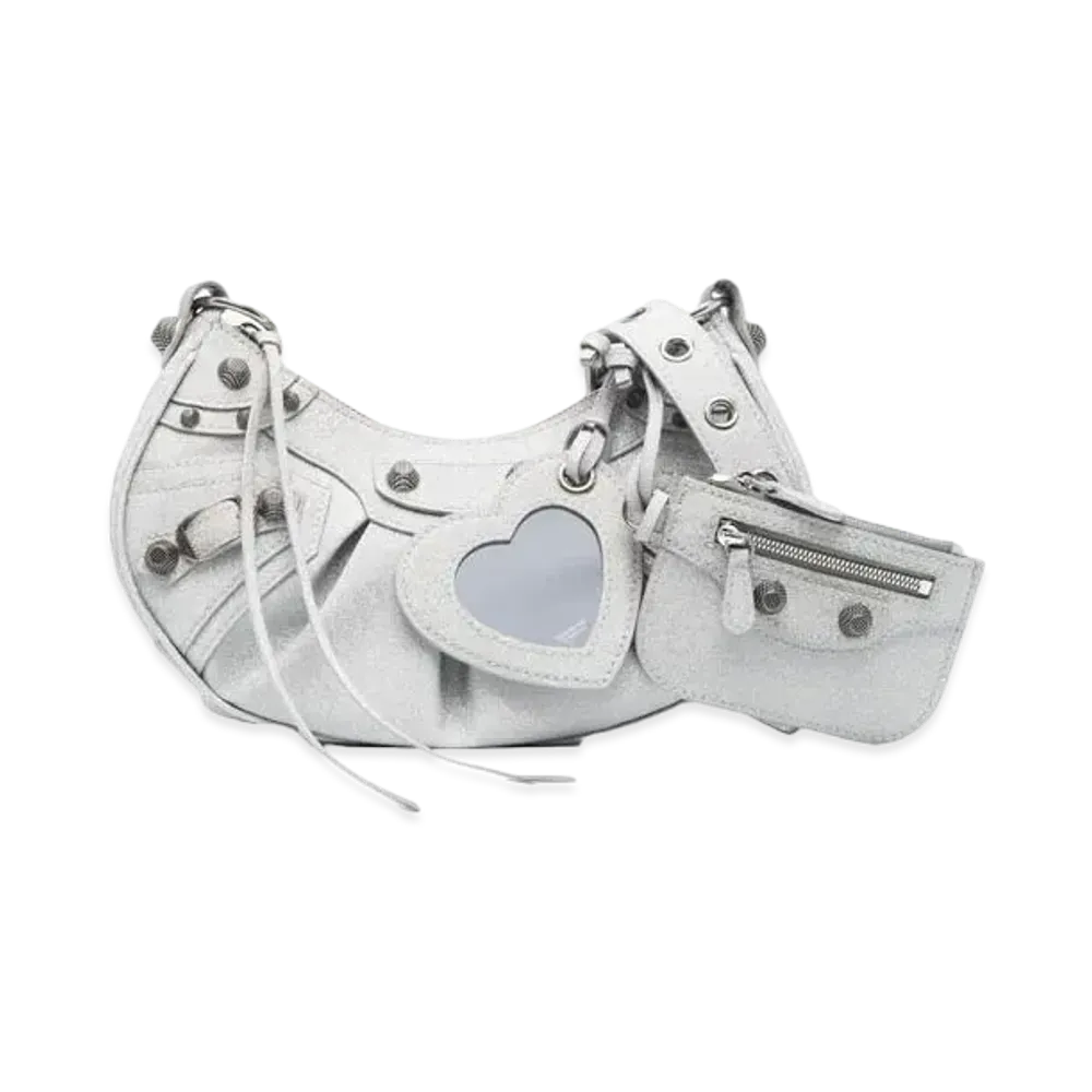 BALENCIAGA Le Cagole Plus Small Shoulder Bag "Silver"