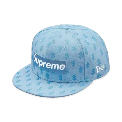 Supreme Monogram Box Logo New Era "Light Blue"