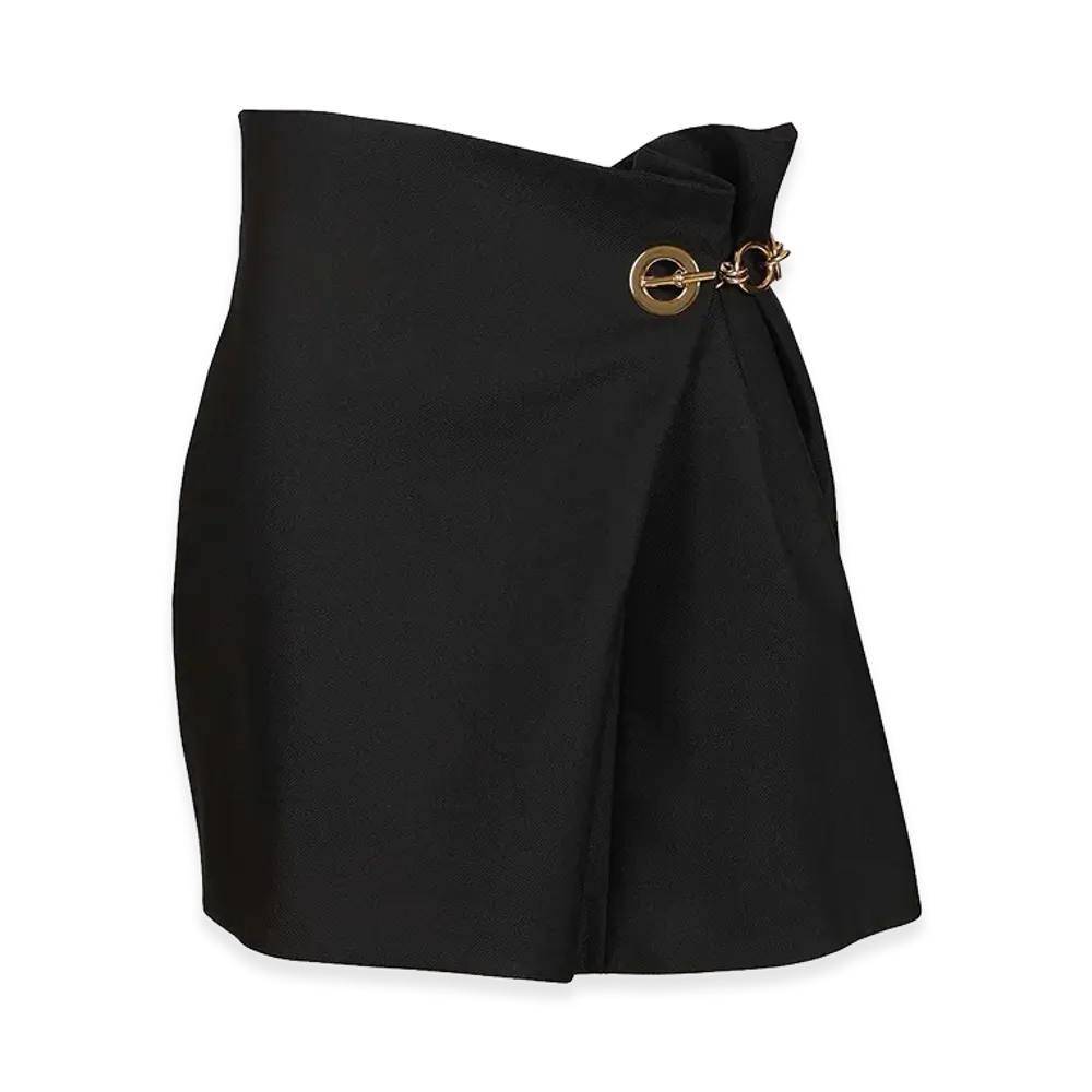 CELINE Women's Short Skirt Wool And Mohair Gabardine "Black"