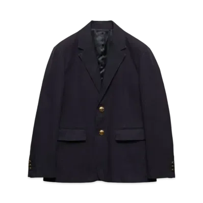 PRADA Men's Technical Cotton Single-Breasted Jacket "Navy"