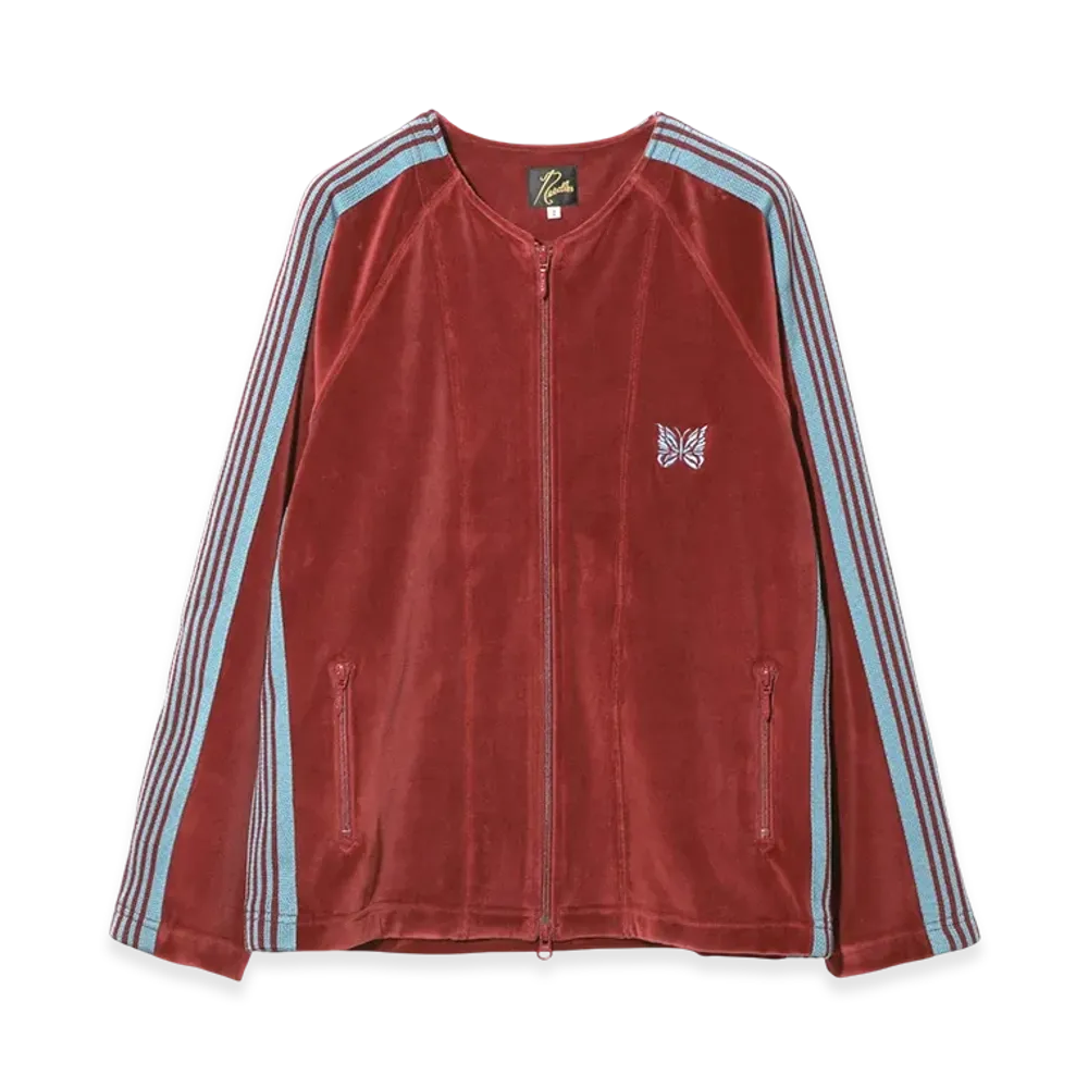 NEEDLES Zipped Track Cardigan - C/PE Velour "Burgundy"