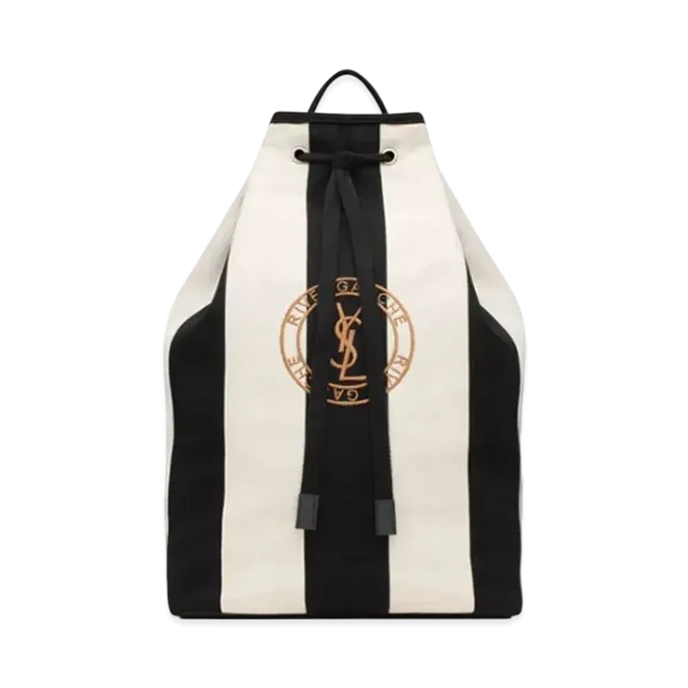 Saint Laurent Rive Gauche Sling Bag in Canvas "Black/Crema Soft/Brick"
