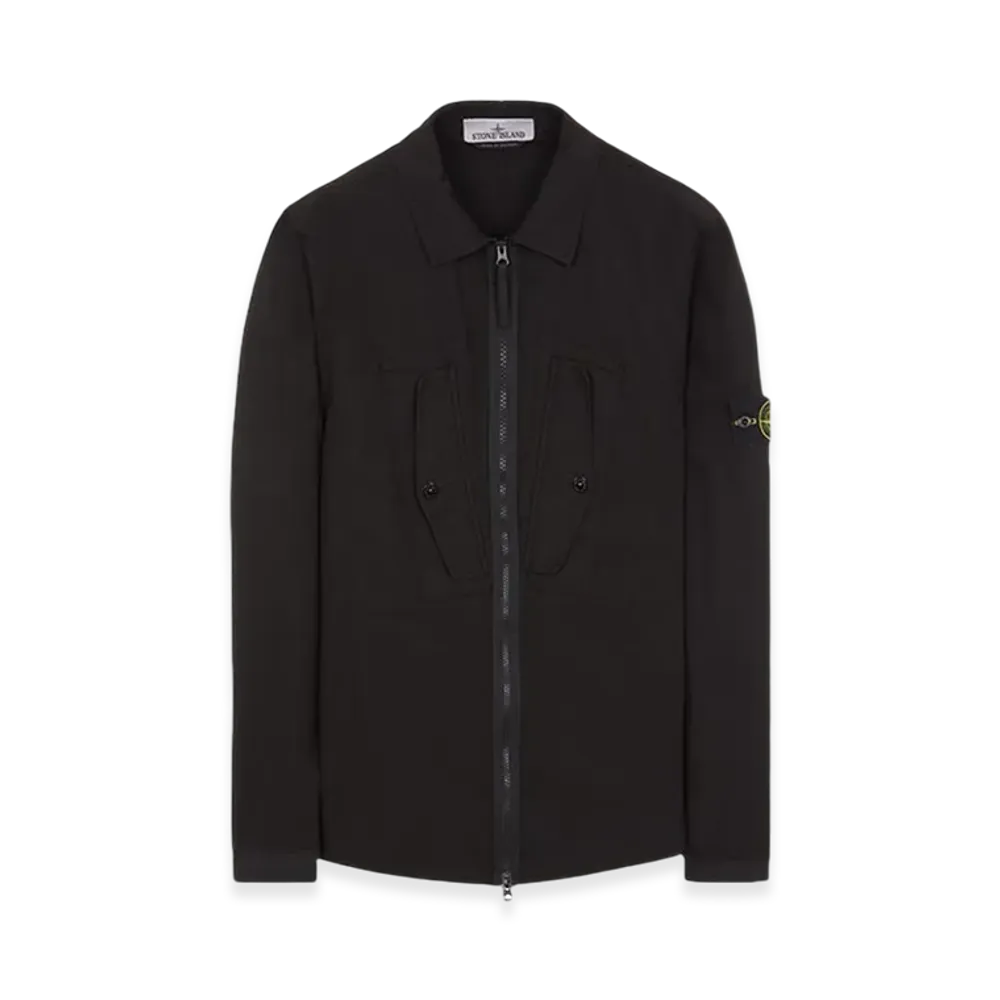 Stone Island 11112 Heavy Duty Cotton Ripstop Garment Dyed Overshirt - 23FW "Black"
