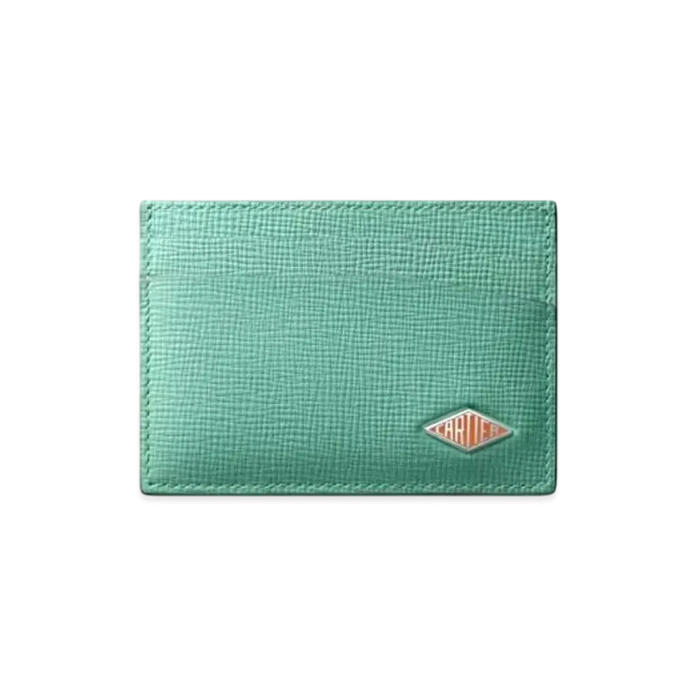 Cartier Losange Small Leather Goods, Card Holder "Jade Green/Tangerine"