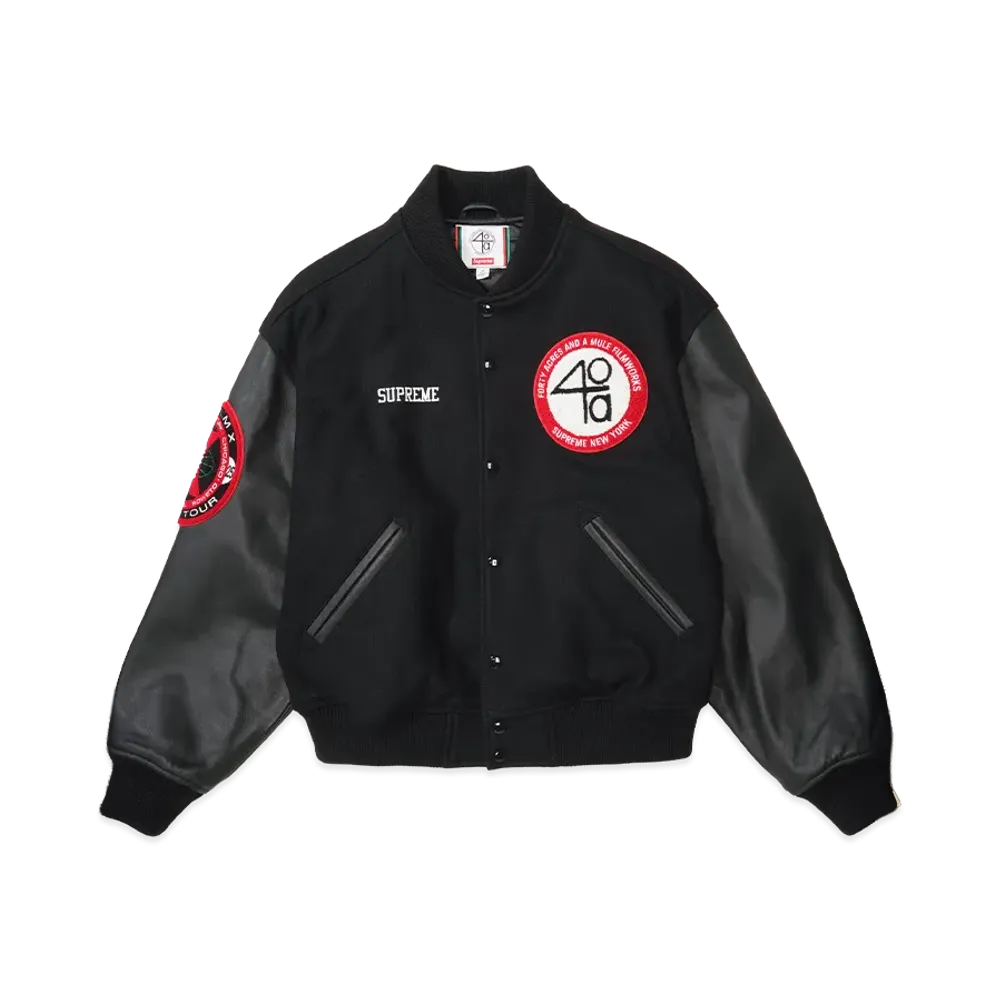Supreme x 40 Acres Malcolm X Varsity Jacket "Black"