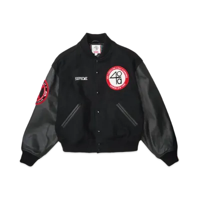 Supreme x 40 Acres Malcolm X Varsity Jacket "Black"