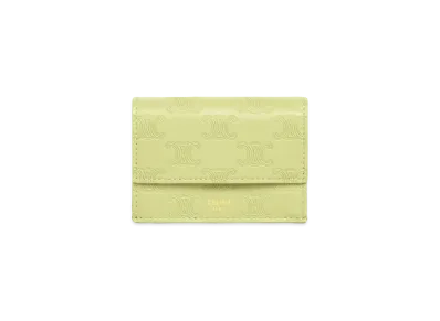CELINE Folded Wallet In Triomphe Embossed Smooth Calfskin "Light Jade"