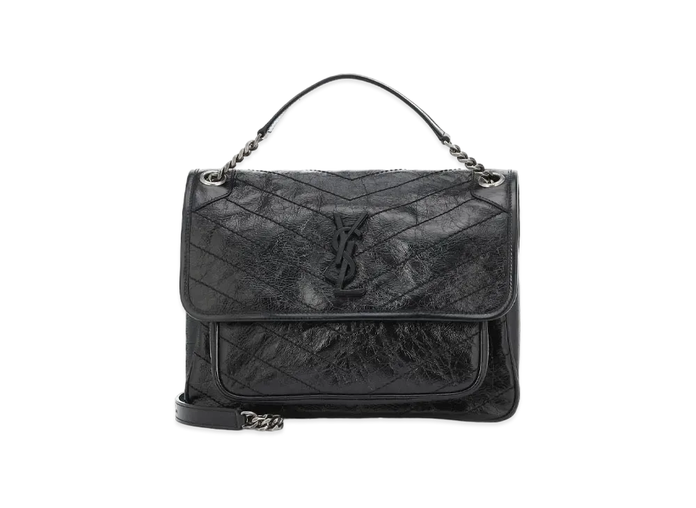 サンローラン ニキ ミディアム/リンクルヴィンテージレザー "ブラック" 6331580EN041000