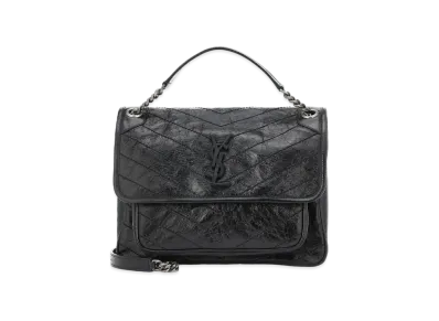 SAINT LAURENT Niki Medium In Crinkled Vintage Leather "Black"