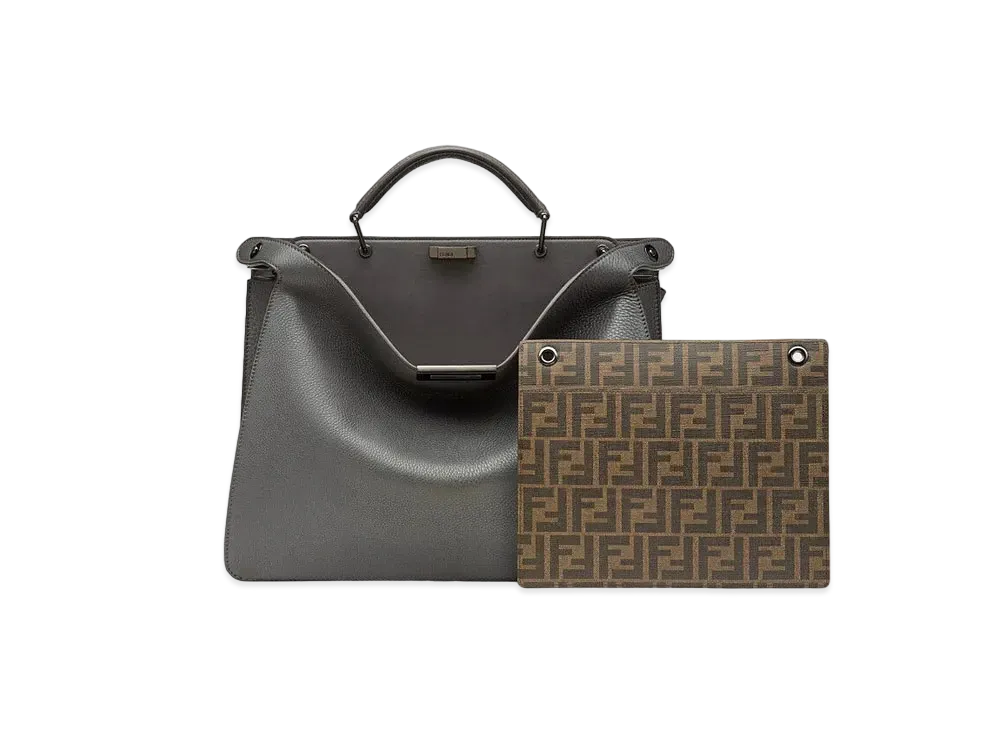 FENDI Peekaboo I See U Medium Leather Bag "Gray"